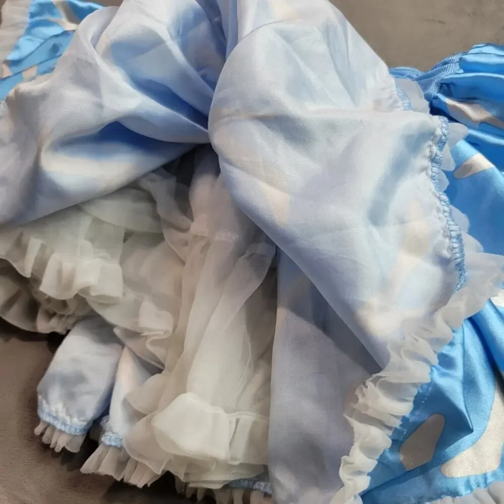 Disney Couture Cinderella Tutu Skirt Girls Size 6 Blue Full Circle Heel All Over